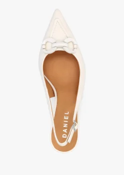 Outlet DANIEL Eppie White Leather Mid Heel Sling Back Shoes