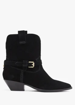 Fashion DANIEL Esmena Black Suede Western Ankle Boots