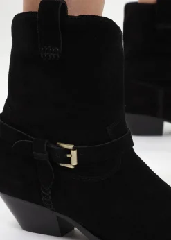 Fashion DANIEL Esmena Black Suede Western Ankle Boots