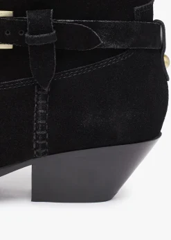 Fashion DANIEL Esmena Black Suede Western Ankle Boots
