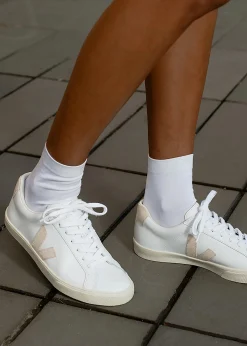 New VEJA Esplar Logo Leather Extra White Sable Trainers