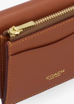 Outlet COACH Essential Signature Coated Canvas Tan Caramel Card Holder Wallet