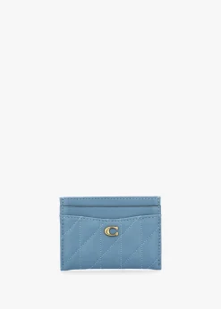 Sale COACH Essentials Quilted Pillow Bluebell Leather Card Case