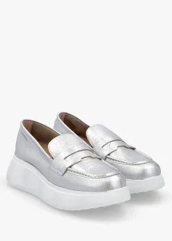 Fashion WONDERS Estela Silver Leather Chunky Loafers