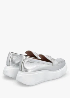 Fashion WONDERS Estela Silver Leather Chunky Loafers