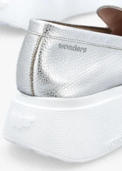 Fashion WONDERS Estela Silver Leather Chunky Loafers