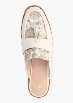 Online MODA IN PELLE Etana Off White Leather Backless Loafers