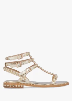 Sale DANIEL Eternal Gold Leather Studded Gladiator Sandals