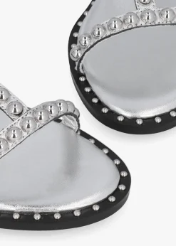 Online DANIEL Eternal Silver Leather Studded Gladiator Sandals