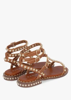 Discount DANIEL Eternal Tan Leather Studded Gladiator Sandals