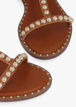 Discount DANIEL Eternal Tan Leather Studded Gladiator Sandals