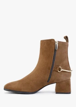 Online DANIEL Evalena Brown Suede Block Heel Ankle Boots