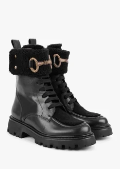 Sale DANIEL Evashearl Black Leather & Faux Shearling Ankle Boots