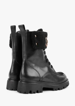 Sale DANIEL Evashearl Black Leather & Faux Shearling Ankle Boots