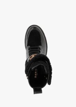 Sale DANIEL Evashearl Black Leather & Faux Shearling Ankle Boots