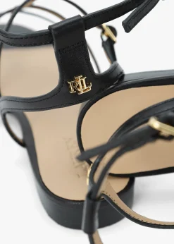 Online LAUREN RALPH LAUREN Everley Lauren Black Leather Gladiator Sandals