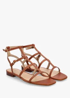 Discount LAUREN RALPH LAUREN Everley Lauren Tan Leather Gladiator Sandals