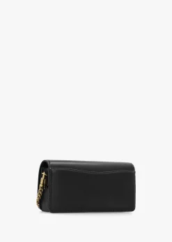 Sale COACH Evie Black Leather Wallet On A Chain Bag