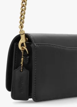 Sale COACH Evie Black Leather Wallet On A Chain Bag