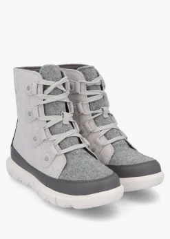 Hot SOREL Explorer Next Joan Moonstone Sea Salt Suede Ankle Boots