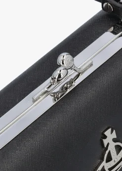 Discount VIVIENNE WESTWOOD Extra Large Doll Frame Saffiano Black Purse Bag