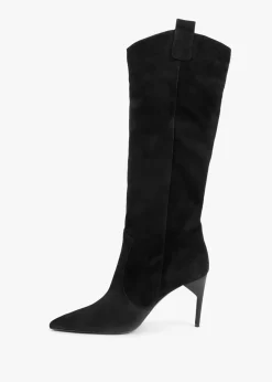 Best DANIEL Feeha Black Suede Elegant Western Knee Boots