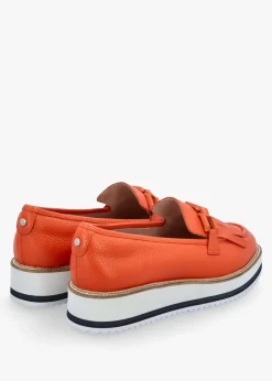 Fashion MODA IN PELLE Fernnanda Orange Leather Loafers