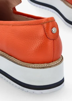 Fashion MODA IN PELLE Fernnanda Orange Leather Loafers