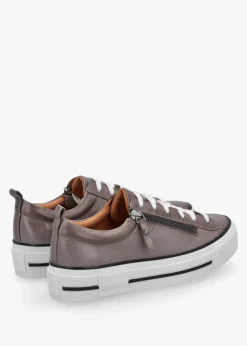 New MODA IN PELLE Filician Grey Leather Side Zip Trainers