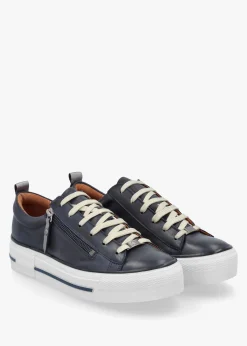Discount MODA IN PELLE Filician Navy Leather Side Zip Trainers