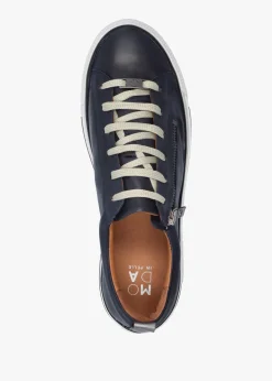Discount MODA IN PELLE Filician Navy Leather Side Zip Trainers