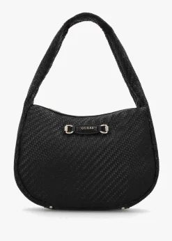 Sale GUESS Francy Woven Black Hobo Bag