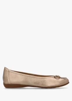 Sale DANIEL Gambi Gold Tumbled Leather Ballet Pumps