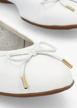 Best DANIEL Gambi White Tumbled Leather Ballet Pumps