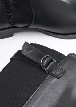 Hot DANIEL Gianna Black Leather Elastic Back Knee Boots