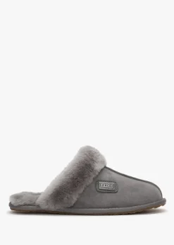Outlet AUSTRALIA LUXE Grey Double-Face Sheepskin Closed Mule Slippers