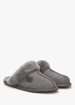 Outlet AUSTRALIA LUXE Grey Double-Face Sheepskin Closed Mule Slippers