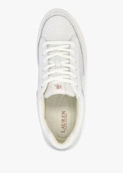 New LAUREN RALPH LAUREN Hailey Snow White Leather Trainers