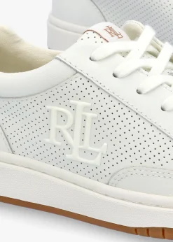 New LAUREN RALPH LAUREN Hailey Snow White Leather Trainers