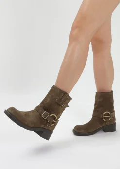 Online DANIEL Ibike Khaki Suede Chunky Biker Boots