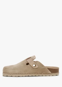 New DANIEL Iclog Rope Beige Suede Clogs