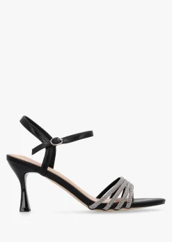 Sale DANIEL Icris Black Strappy Mid Heel Sandals