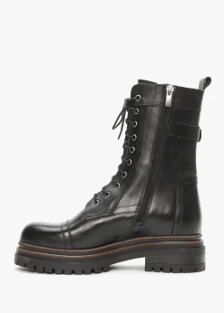 Outlet DANIEL Idris Black Leather Ankle Strap Biker Boots