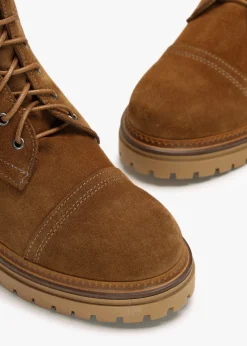 Hot DANIEL Idris Tan Suede Ankle Strap Biker Boots