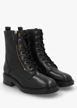 Hot DANIEL Ilacie Black Leather Lace Up Boots