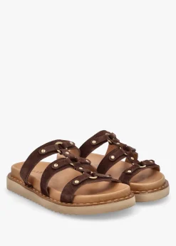 Discount DANIEL Ilene Brown Suede Three Bar Chunky Mules