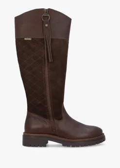 Discount BARBOUR Ingrid Dark Brown Leather Knee High Boots
