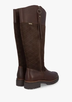 Discount BARBOUR Ingrid Dark Brown Leather Knee High Boots