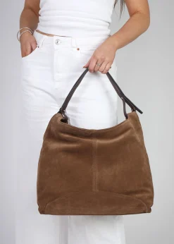 Fashion DANIEL Inhobo Brown Suede Slouchy Hobo Bag