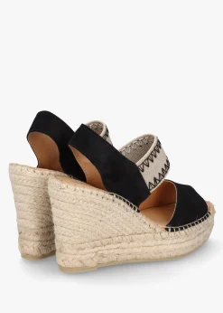 Outlet DANIEL Istitch Black Suede Wedge Espadrilles